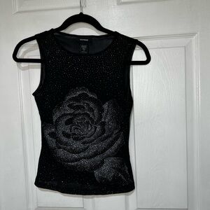 Y2k Express Black Top with Silver Dots